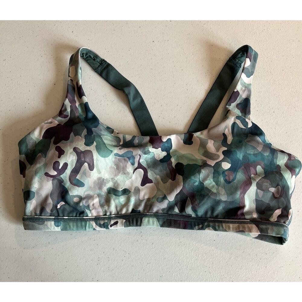 Spanx Low Impact Sports Bra Large Camo athletic yoga green full coverage